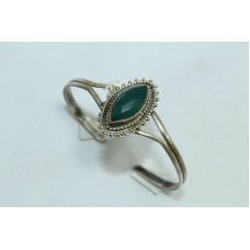 925 Sterling Silver Bangle Bracelet Green Onyx Stone